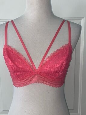 Victoria's Secret Pink Coral Lace Double Strap Bralette Large